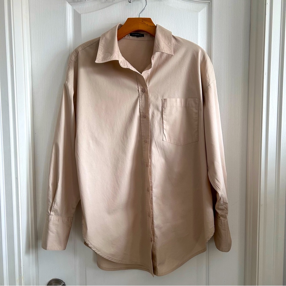 Dynamite Beige Long Sleeve Shirt Size Large